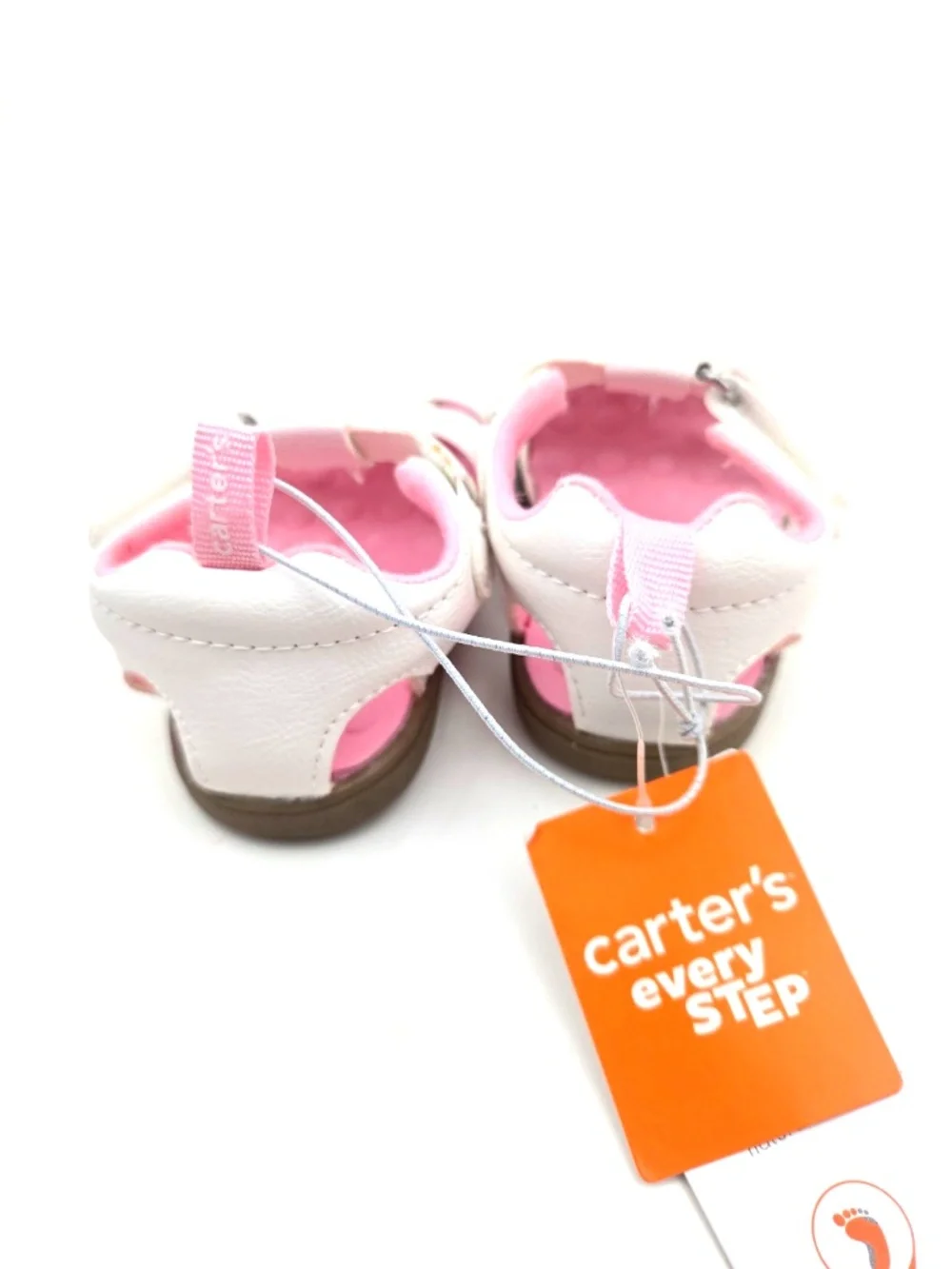 Carter's Baby Sandals Size 3 Girls Shoes White Glitter Strap Summer Footwear